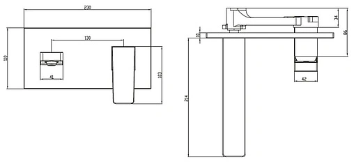 Смеситель для раковины из стены Villeroy&amp;Boch Architectura Square хром TVW12500300061