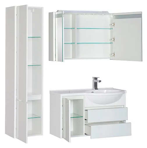 Шкаф-зеркало Aquanet Лайн 90 R белый 00164934