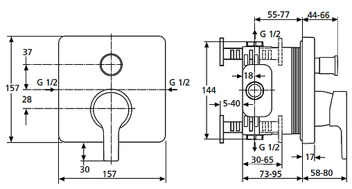Смеситель для ванны скрытого монтажа Ideal Standard Active хром B8652AA