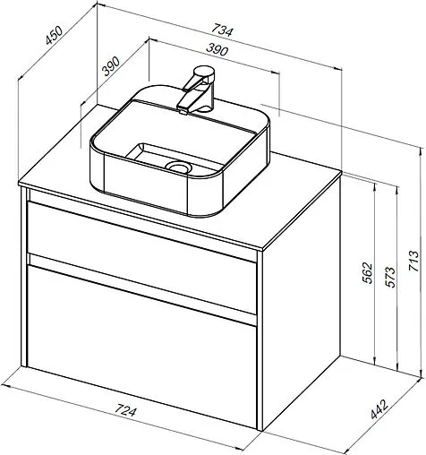 Тумба под умывальник подвесная Aquanet Nova Lite 75 дуб рустикальный 00249515