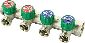 Коллектор регулирующий проходной 4 отвода 1&quot;в/н x ¾&quot;ек Uni-fitt 410N4340, 1