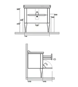 Тумба под умывальник Kerasan Waldorf 75 noce (орех) 919346noce Тумба под умывальник Kerasan Waldorf 75 noce (орех) 919346noce, 2