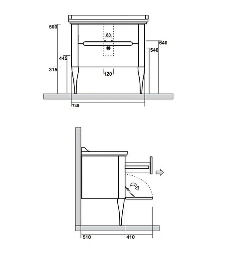 Тумба под умывальник Kerasan Waldorf 75 noce (орех) 919346noce