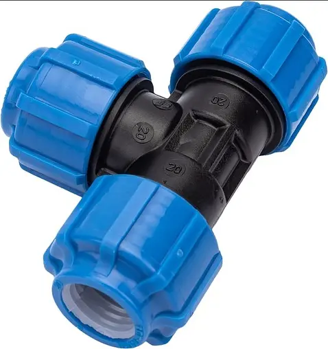 Тройник компрессионный соединительный 20мм x 20мм x 20мм ТПК-Аква 50050020