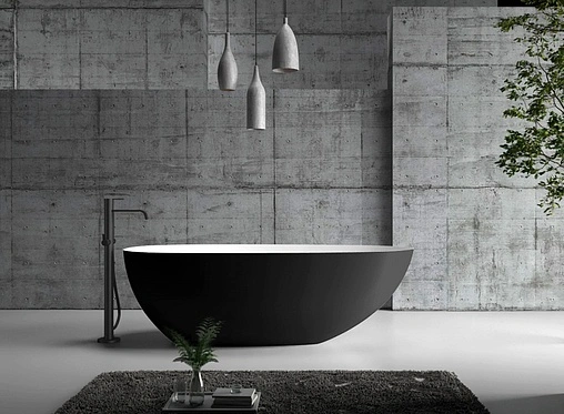 Ванна акриловая отдельностоящая Abber 170x80 белый/панель Black matte AB9211MB