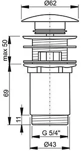 Выпуск автоматический для раковины с переливом Ravak Runway чёрный матовый X01748, 2