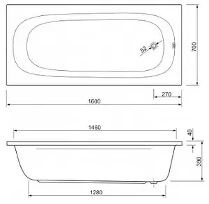Ванна акриловая Cezares Piave 160x70 Ванна акриловая Cezares Piave 160x70, 2