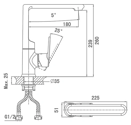 Смеситель для кухни D&amp;K Speyer Rhein хром DA1312401