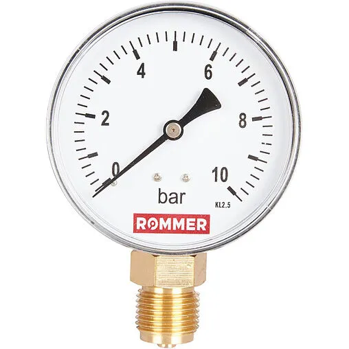 Манометр радиальный Rommer 80 мм 10 бар ½&quot; RIM-0010-801015