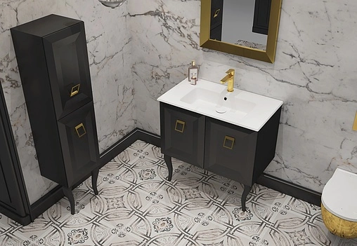 Тумба-умывальник напольная ISVEA Aria 80 чёрный 27AAS004080I+10SL51081SV