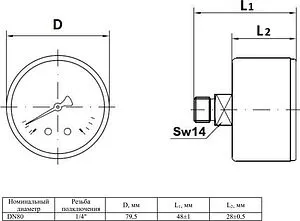 Манометр аксиальный Watts MAS 80мм 6 бар ½&quot; 10008023, 2