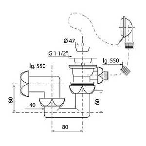 Слив-перелив для ванны Wirquin хром 30718059 Слив-перелив для ванны Wirquin хром 30718059, 2
