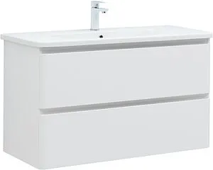 Тумба-умывальник подвесная Aquanet Эмбер 105 белый матовый 00330469+11105-KL, 1