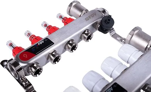 Группа коллекторная с расходомерами 4 отвода 1&quot;в/в x ¾&quot;ек FDV S1103C-2/4