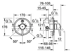 Смеситель для ванны скрытого монтажа Grohe Concetto хром 32214001, 2