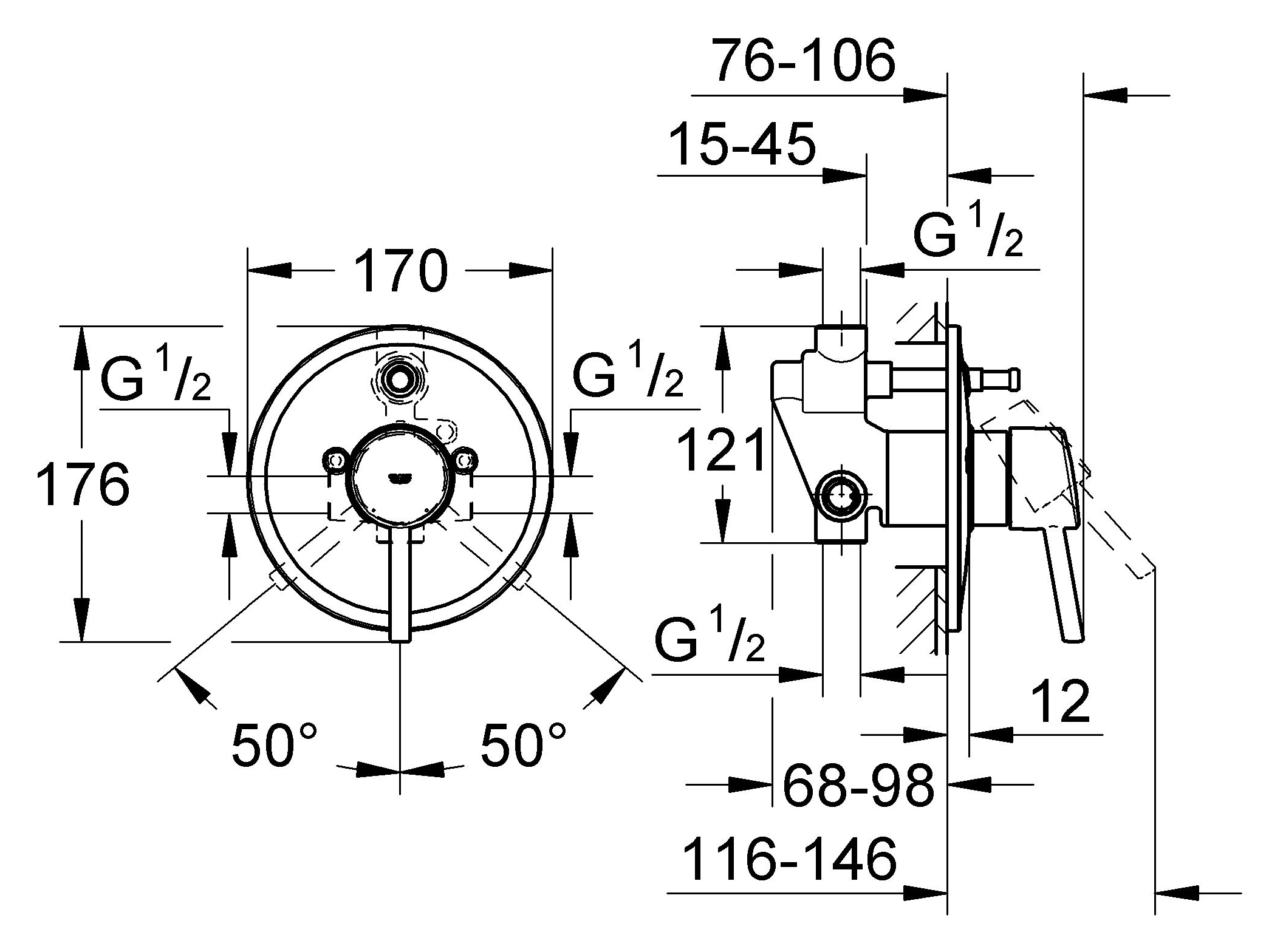 Смеситель для ванны скрытого монтажа Grohe Concetto хром 32214001