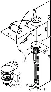 Смеситель для раковины Damixa Arc хром/чёрный 298217464, 2