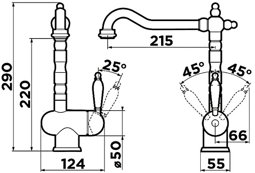 Смеситель для кухни Omoikiri Kyoto-SI античное серебро 4994297