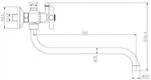 Смеситель для ванны с длинным изливом Rossinka хром Y02-82 Смеситель для ванны с длинным изливом Rossinka хром Y02-82, 2