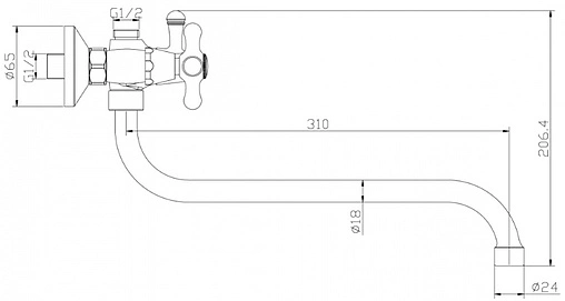 Смеситель для ванны с длинным изливом Rossinka хром Y02-82