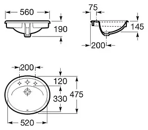 Раковина Roca Java 56 белый 327863000 Раковина Roca Java 56 белый 327863000, 2