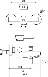 Смеситель для ванны Cezares Positano хром POSITANO-VM-01 Смеситель для ванны Cezares Positano хром POSITANO-VM-01, 2