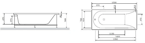 Каркас для ванны Am.Pm Spirit 150х70 W72A-150-070W-R2