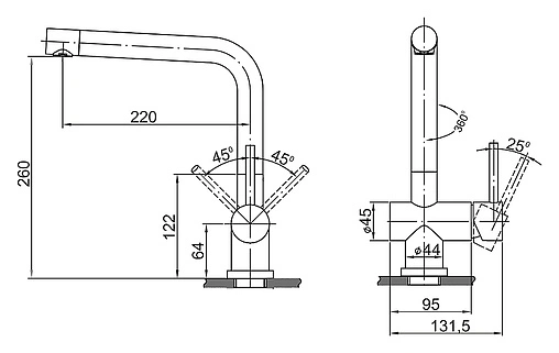 Смеситель для кухни Omoikiri Koriyama нержавеющая сталь 4991005