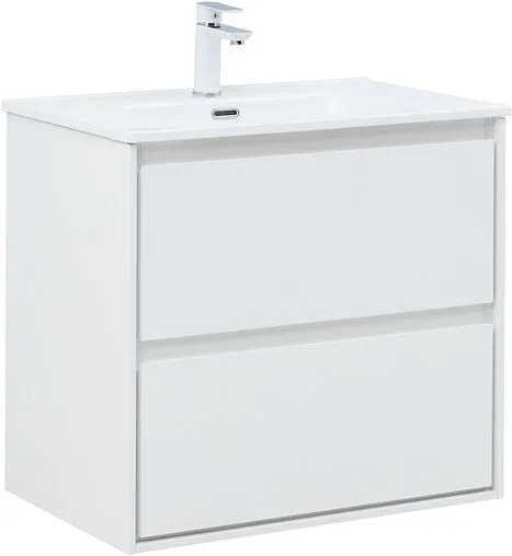 Тумба-умывальник подвесная Aquanet Милан 70 белый глянец 00336368+00284027