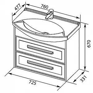 Тумба под умывальник Aquanet Остин 75 белый/дуб кантербери 00201730, 2