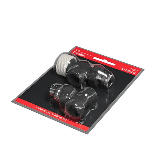 Комплект вентилей терморегулирующих осевых ½&quot; в/н Royal Thermo Design черный RATVDO11212BL