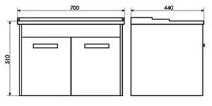 Тумба-умывальник подвесная Comforty Барселона 70П белый/венге 00003128161CF Тумба-умывальник подвесная Comforty Барселона 70П белый/венге 00003128161CF, 2