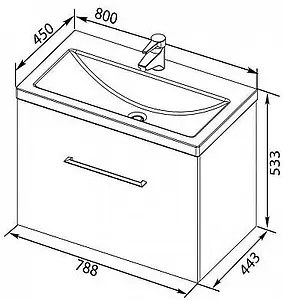 Тумба-умывальник подвесная Aquanet Порто 80 белый 00195731+00183660 Тумба-умывальник подвесная Aquanet Порто 80 белый 00195731+00183660, 2