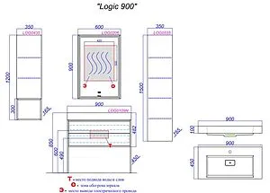 Тумба под умывальник подвесная Clarberg Logic T9н белый LOG0109N Тумба под умывальник подвесная Clarberg Logic T9н белый LOG0109N, 2