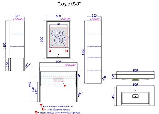 Тумба под умывальник подвесная Clarberg Logic T9н белый LOG0109N Тумба под умывальник подвесная Clarberg Logic T9н белый LOG0109N