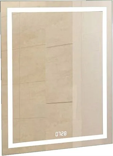 Зеркало с подсветкой Continent Verte Led 60x80 с часами, с датчиком движения белый ЗЛП478