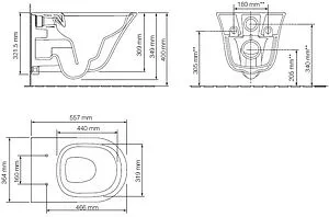 Комплект 6 в 1 Jacob Delafon Vive E28079RU-0 с кнопкой E36496-00 белый глянцевый, 5