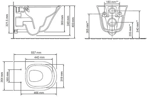 Комплект 6 в 1 Jacob Delafon Vive E28079RU-0 с кнопкой E36496-00 белый глянцевый