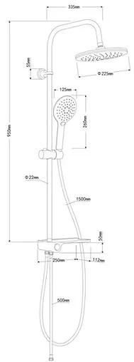 Душевая система без смесителя Osgard Grunan хром 10090 Душевая система без смесителя Osgard Grunan хром 10090