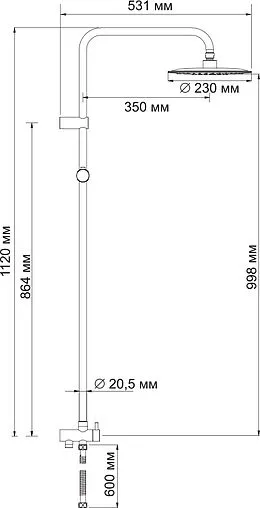 Душевая система без смесителя Wasserkraft бронза A041