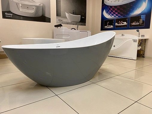Ванна акриловая отдельностоящая Abber 184x79 белый/панель Grey AB9233G