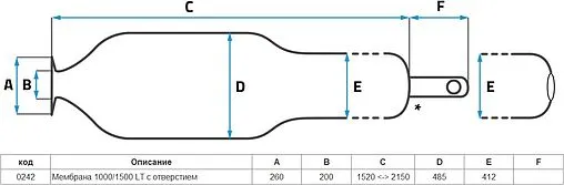 Мембрана для гидроаккумулятора SeFa 1000/1500 LT-200-260 AR проходная F0A0242