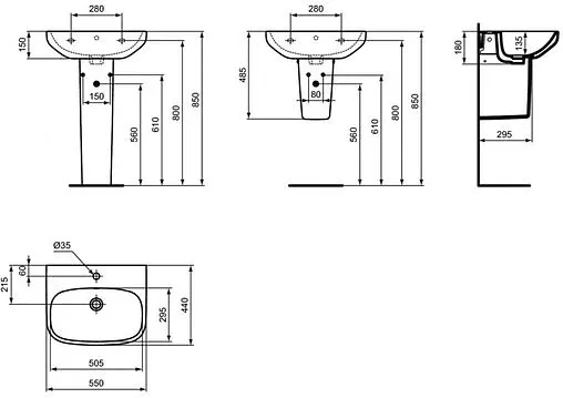 Раковина Ideal Standard i.Life A 55 белый T470601