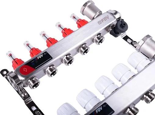 Группа коллекторная с расходомерами 5 отводов 1&quot;в/в x ¾&quot;ек FDV S1103C-2/5