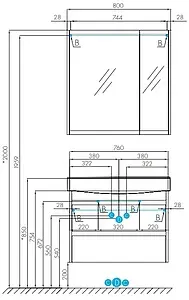 Тумба под умывальник Aquaton Нортон 80 белый глянец 1A248901NT010, 2
