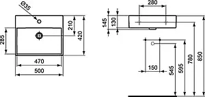 Раковина Ideal Standard Strada 50 белый K077701 Раковина Ideal Standard Strada 50 белый K077701, 2