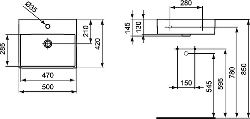 Раковина Ideal Standard Strada 50 белый K077701