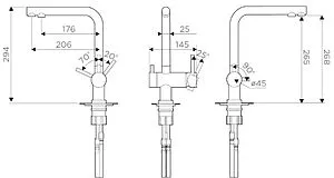 Смеситель для кухни с подключением к фильтру Omoikiri Nagano-PL платина/хром 4994064, 2
