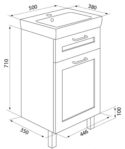 Тумба-умывальник напольная IDDIS Sena 50 белый/дерево SEN50W1i95+0035000i28