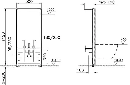 Инсталляция для биде VitrA Frame 780-5800